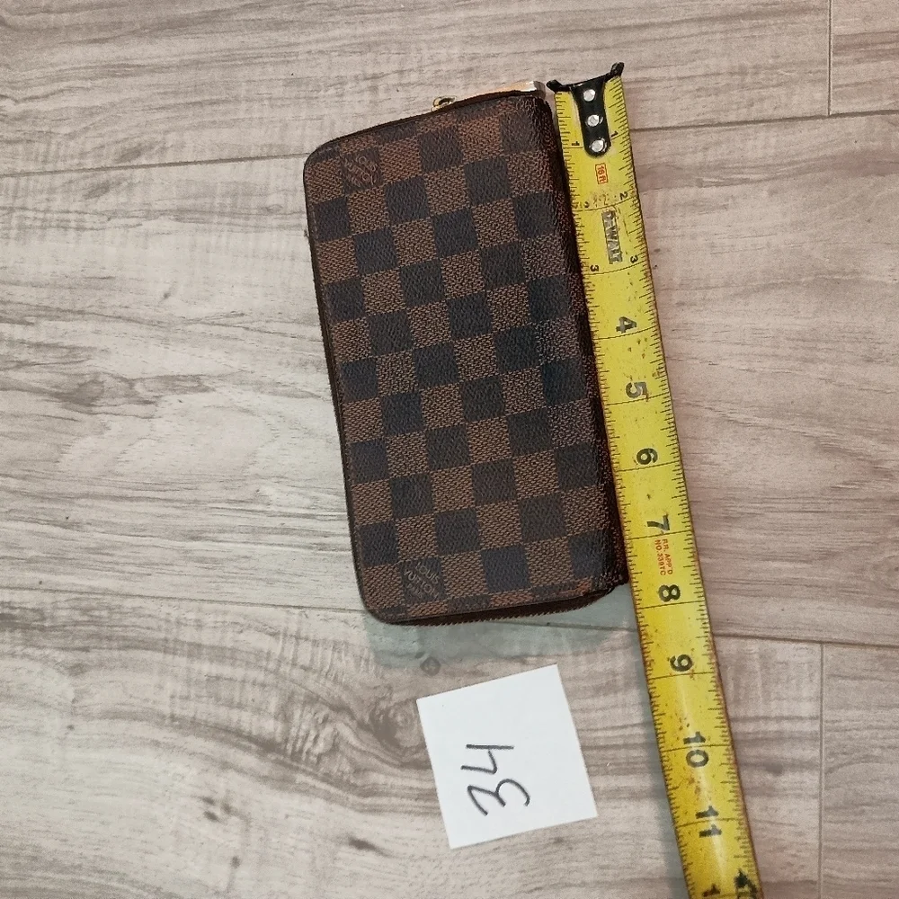 Louis Vuitton Damier Ebene Zippy Zip Around Long Wallet Brown Check Print